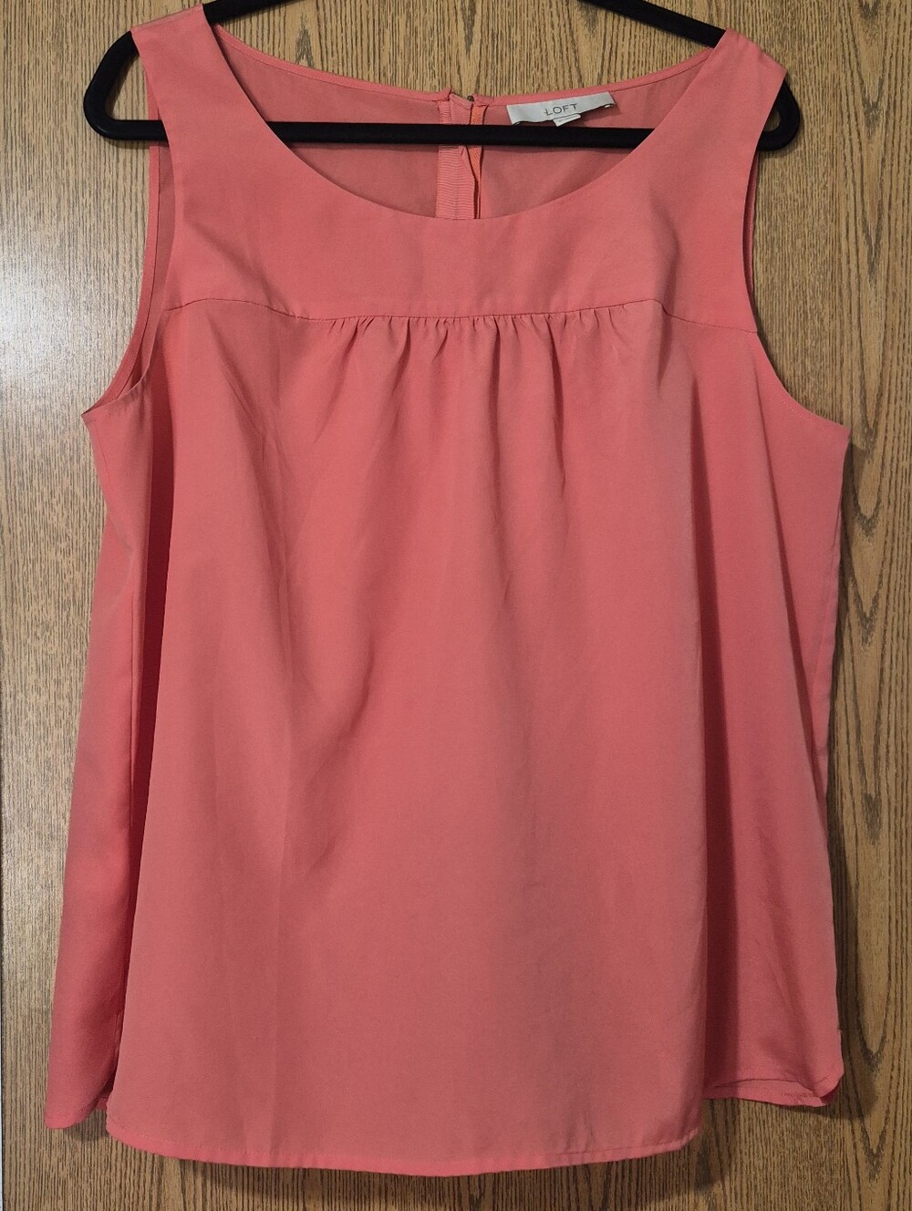 LOFT Coral Pink Sleeveless Gathered Yoke Top Size XL